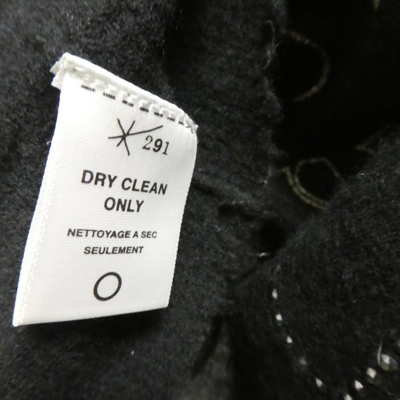 291 Venice black cashmere henley sweater graphics PEACE sign crystal sweater S - Picture 5 of 10